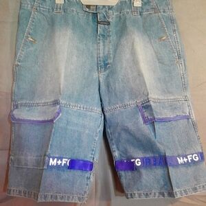 Marithe Francois Girbaud Jean Shorts for Men - Rare Cotton Blue, Size 42M